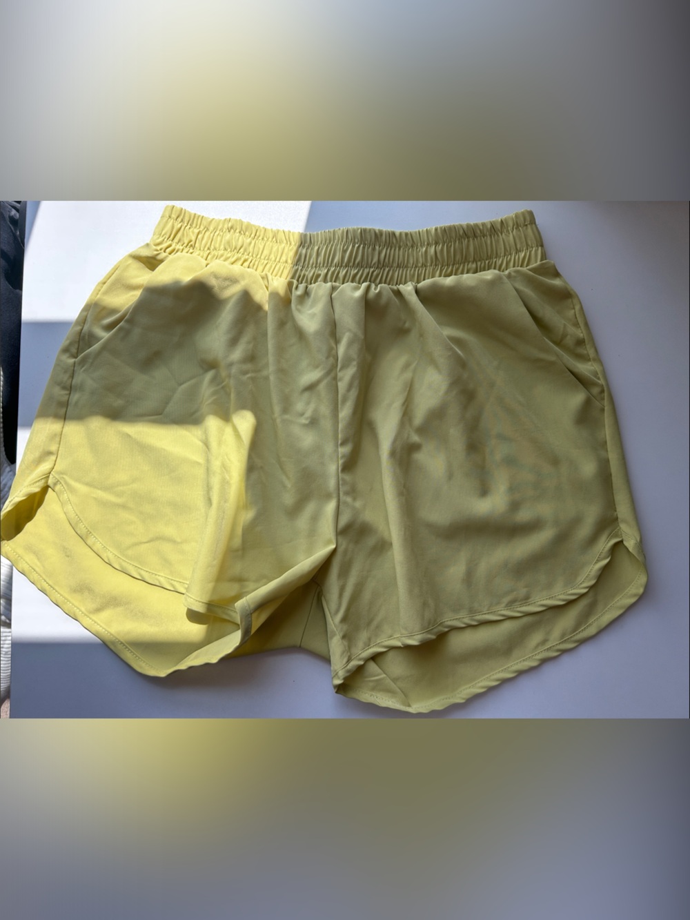white birch Light Yellow Athletic Running Shorts with Elastic Waistband